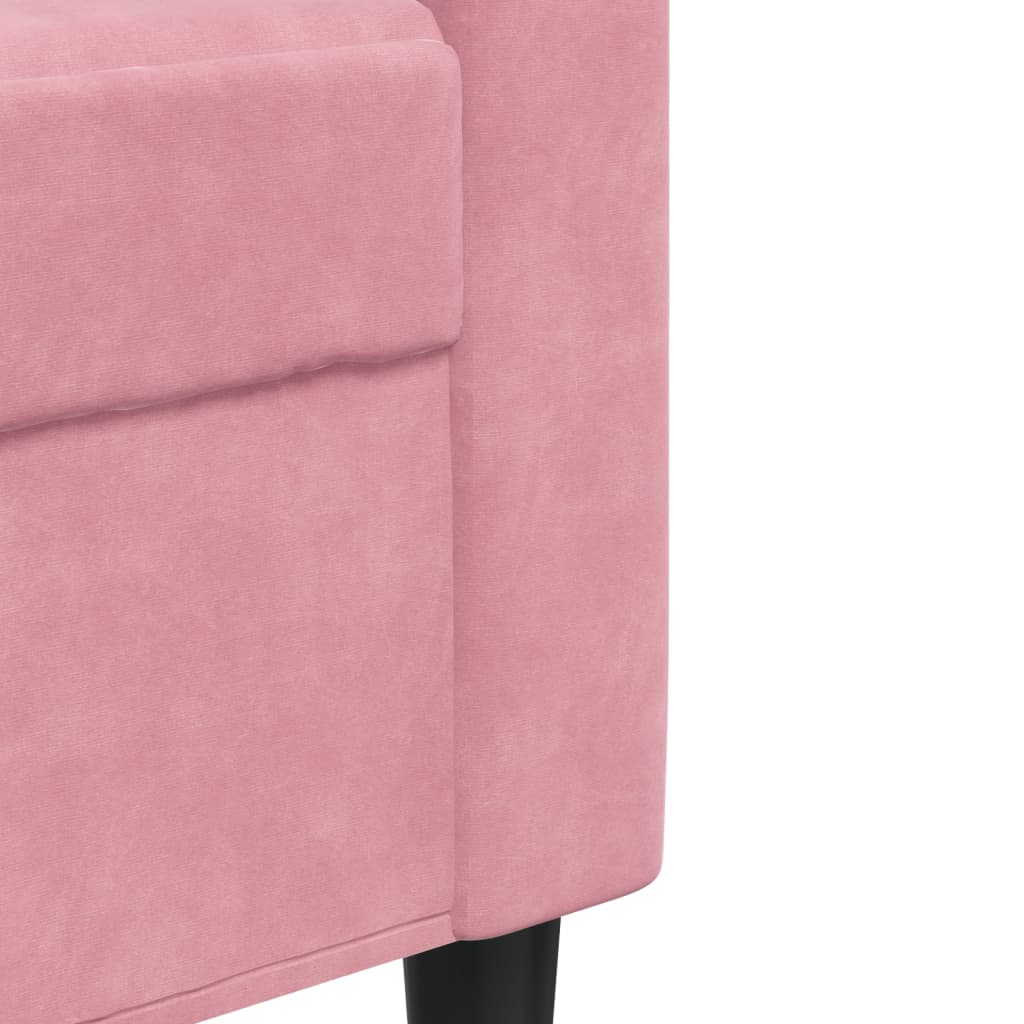 Driezitsbank 210 cm fluweel roze