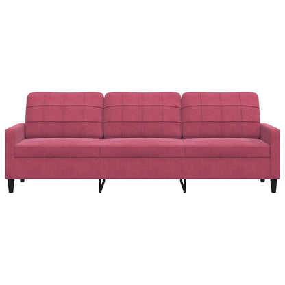 Driezitsbank 210 cm fluweel wijnrood
