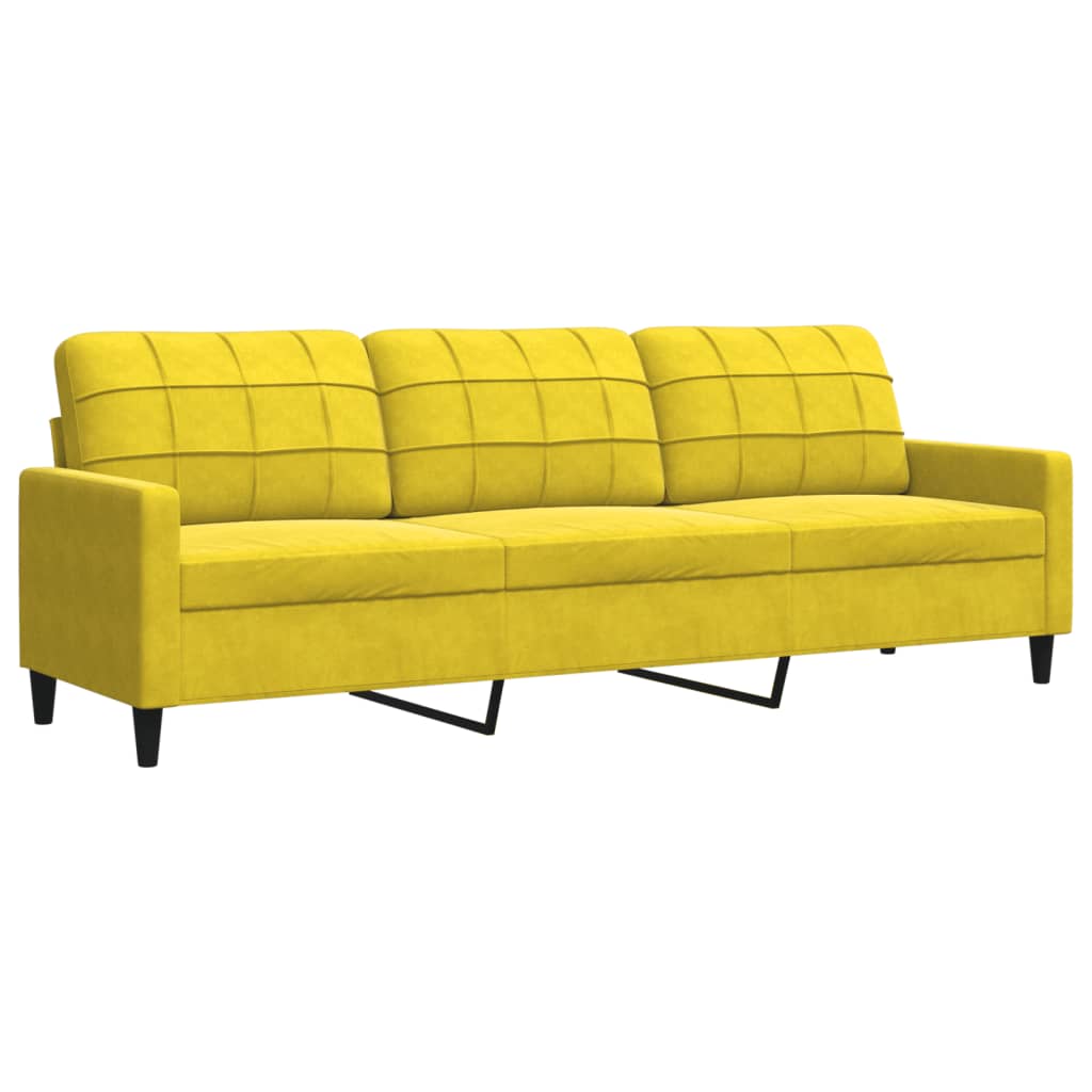 Driezitsbank 210 cm fluweel geel