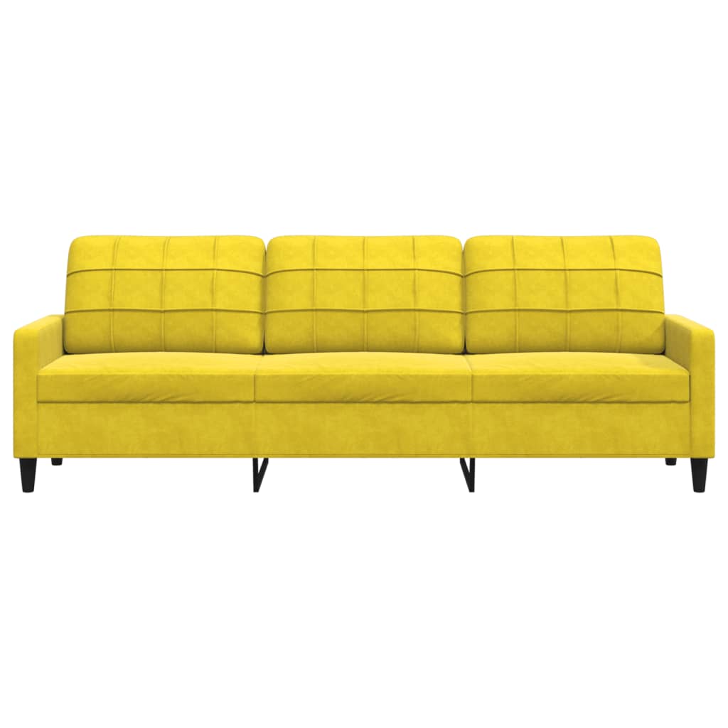 Driezitsbank 210 cm fluweel geel