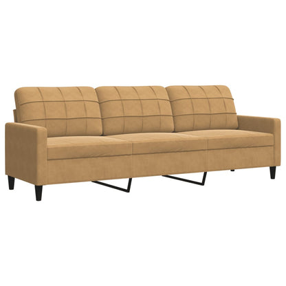 Driezitsbank 210 cm fluweel bruin