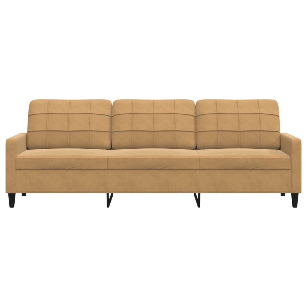 Driezitsbank 210 cm fluweel bruin
