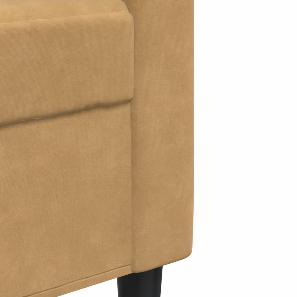 Driezitsbank 210 cm fluweel bruin