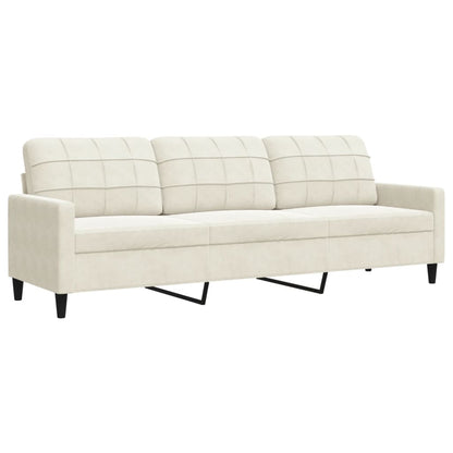 Driezitsbank 210 cm fluweel crèmekleurig