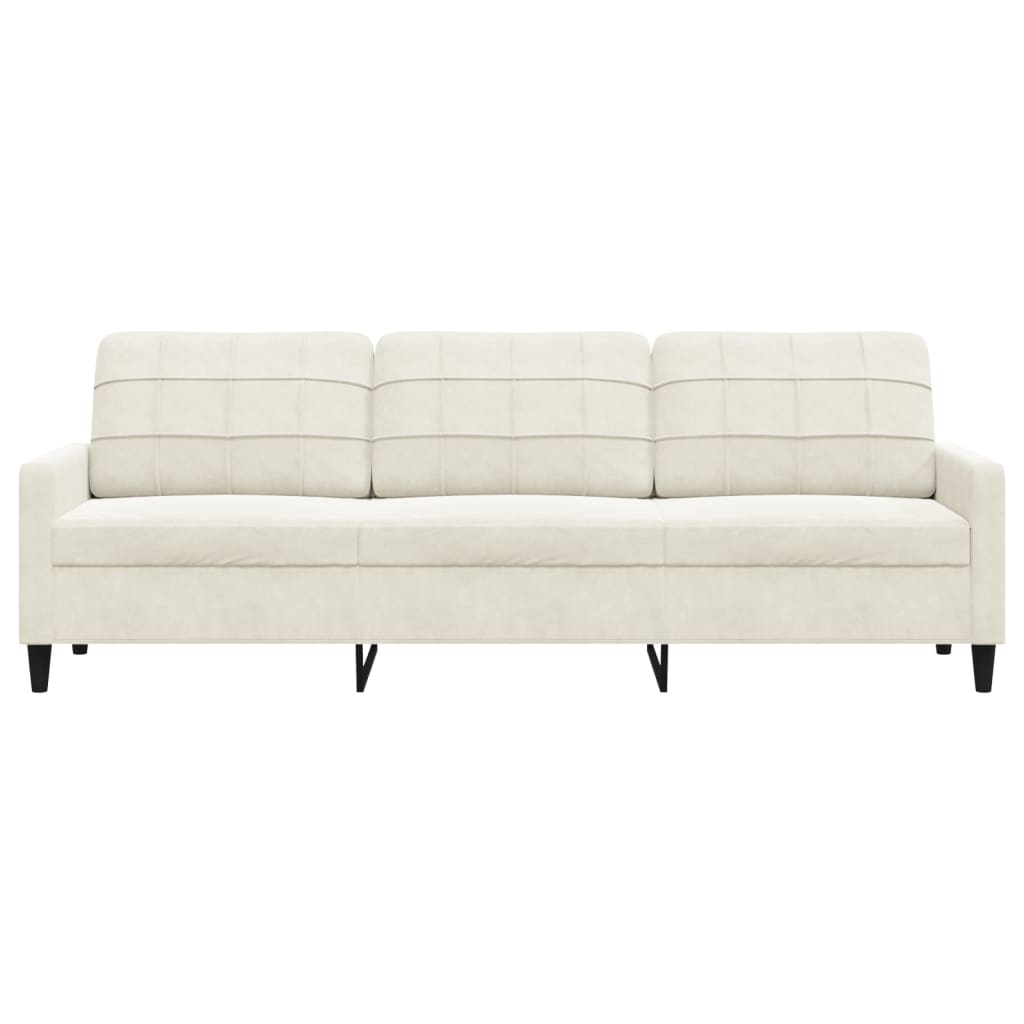 Driezitsbank 210 cm fluweel crèmekleurig