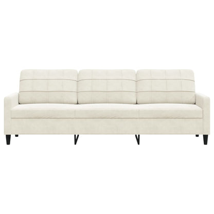 Driezitsbank 210 cm fluweel crèmekleurig
