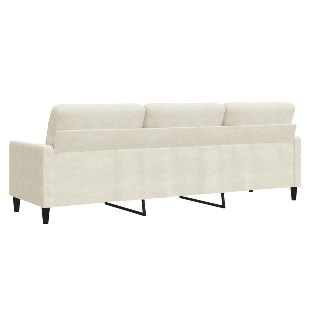 Driezitsbank 210 cm fluweel crèmekleurig