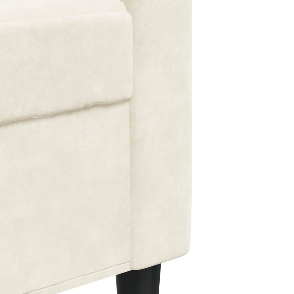 Driezitsbank 210 cm fluweel crèmekleurig