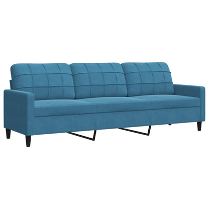 Driezitsbank 210 cm fluweel blauw