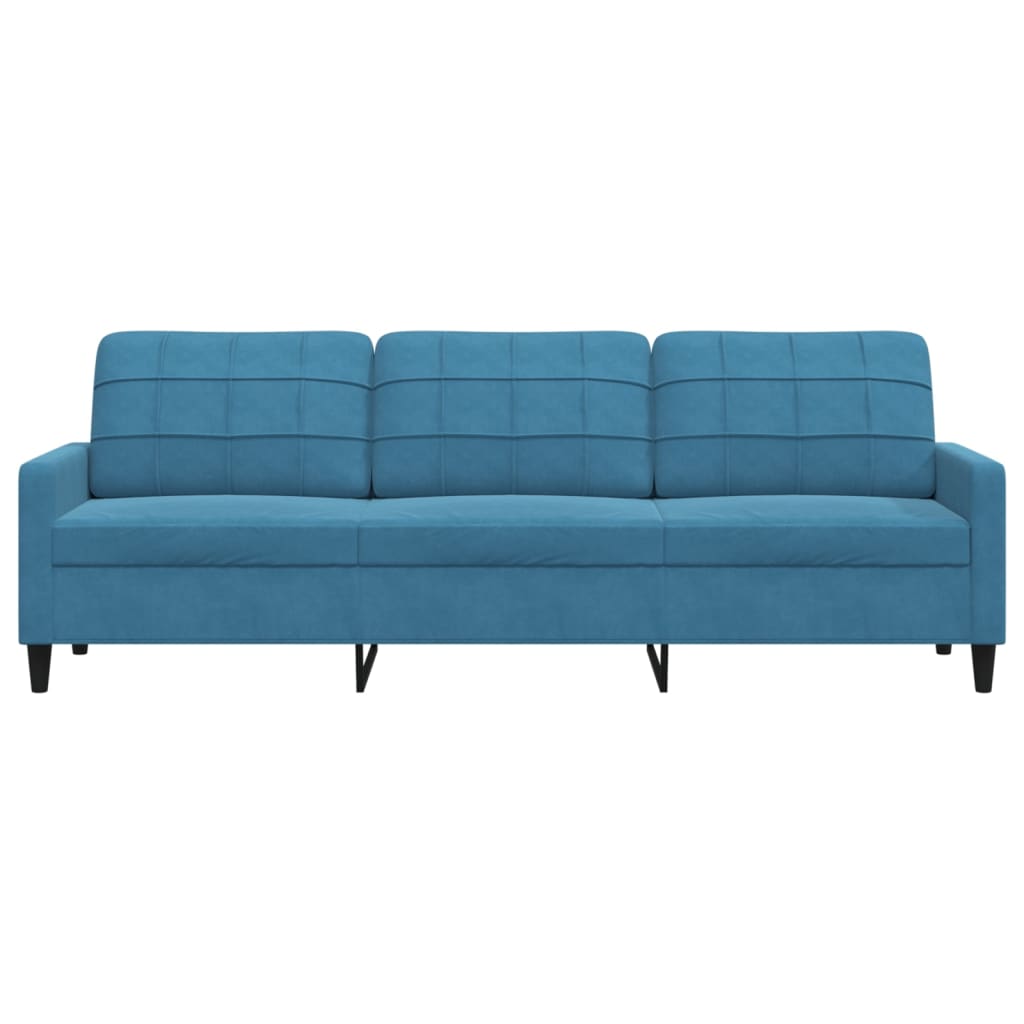 Driezitsbank 210 cm fluweel blauw