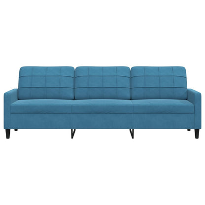 Driezitsbank 210 cm fluweel blauw