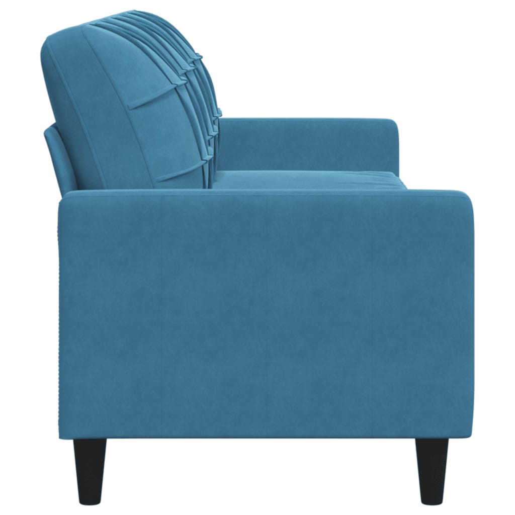 Driezitsbank 210 cm fluweel blauw