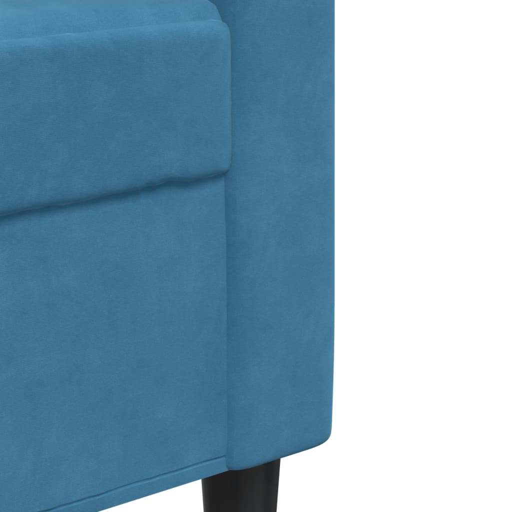 Driezitsbank 210 cm fluweel blauw