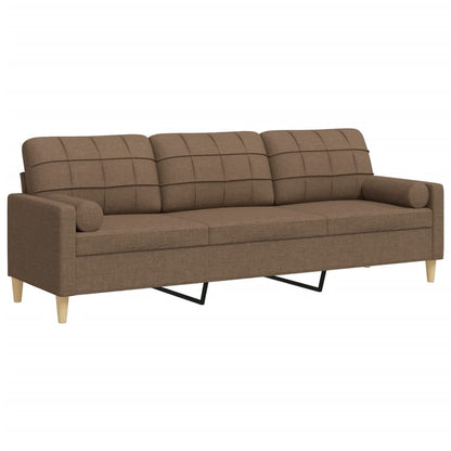Driezitsbank met sierkussens 210 cm stof bruin