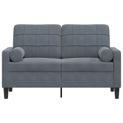 Tweezitsbank met sierkussens 120 cm fluweel donkergrijs