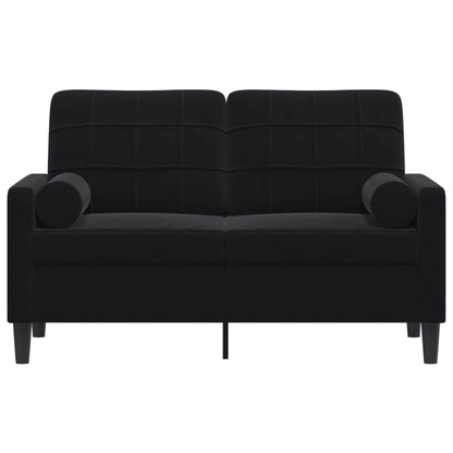 Tweezitsbank met sierkussens 120 cm fluweel zwart