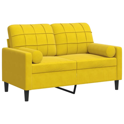 Tweezitsbank met sierkussens 120 cm fluweel geel
