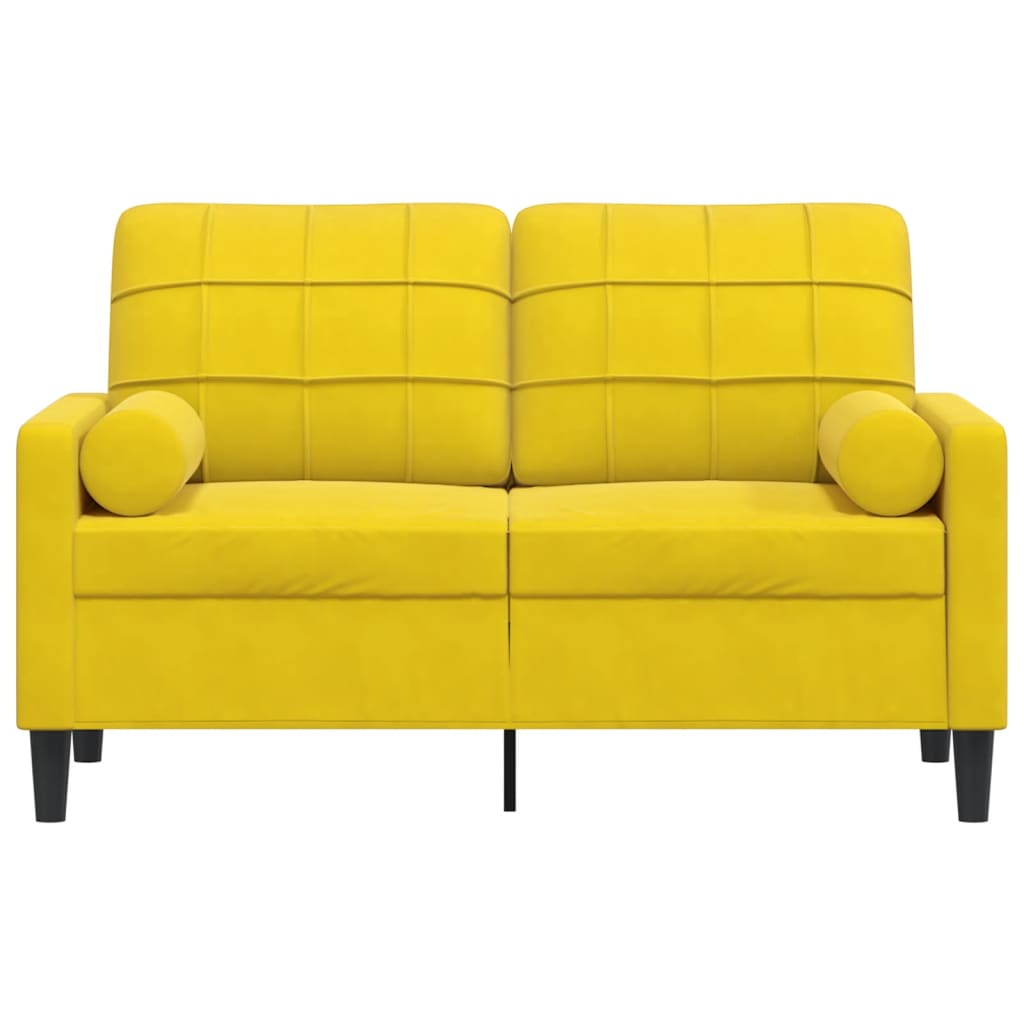 Tweezitsbank met sierkussens 120 cm fluweel geel