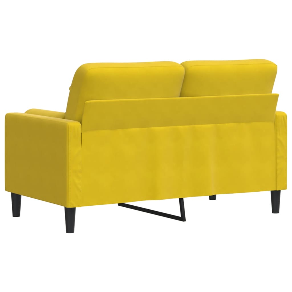 Tweezitsbank met sierkussens 120 cm fluweel geel