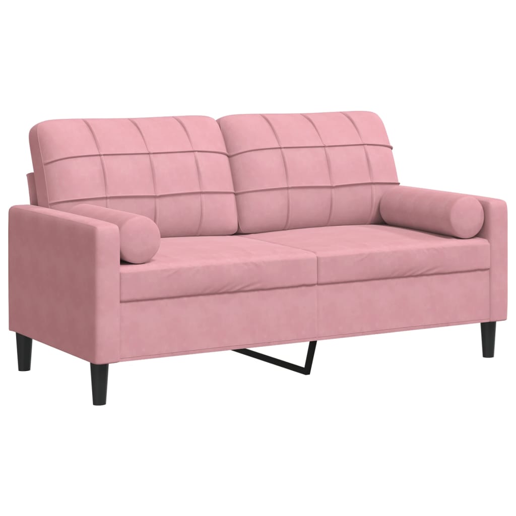 Tweezitsbank met sierkussens 140 cm fluweel roze