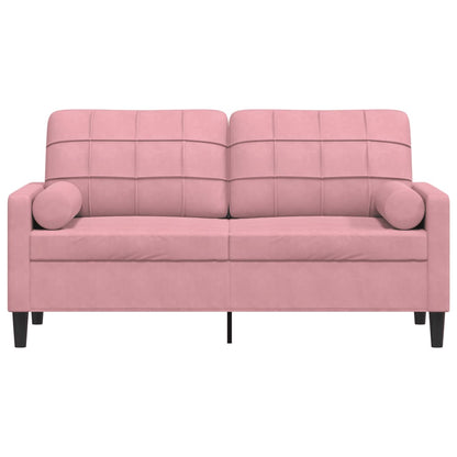 Tweezitsbank met sierkussens 140 cm fluweel roze