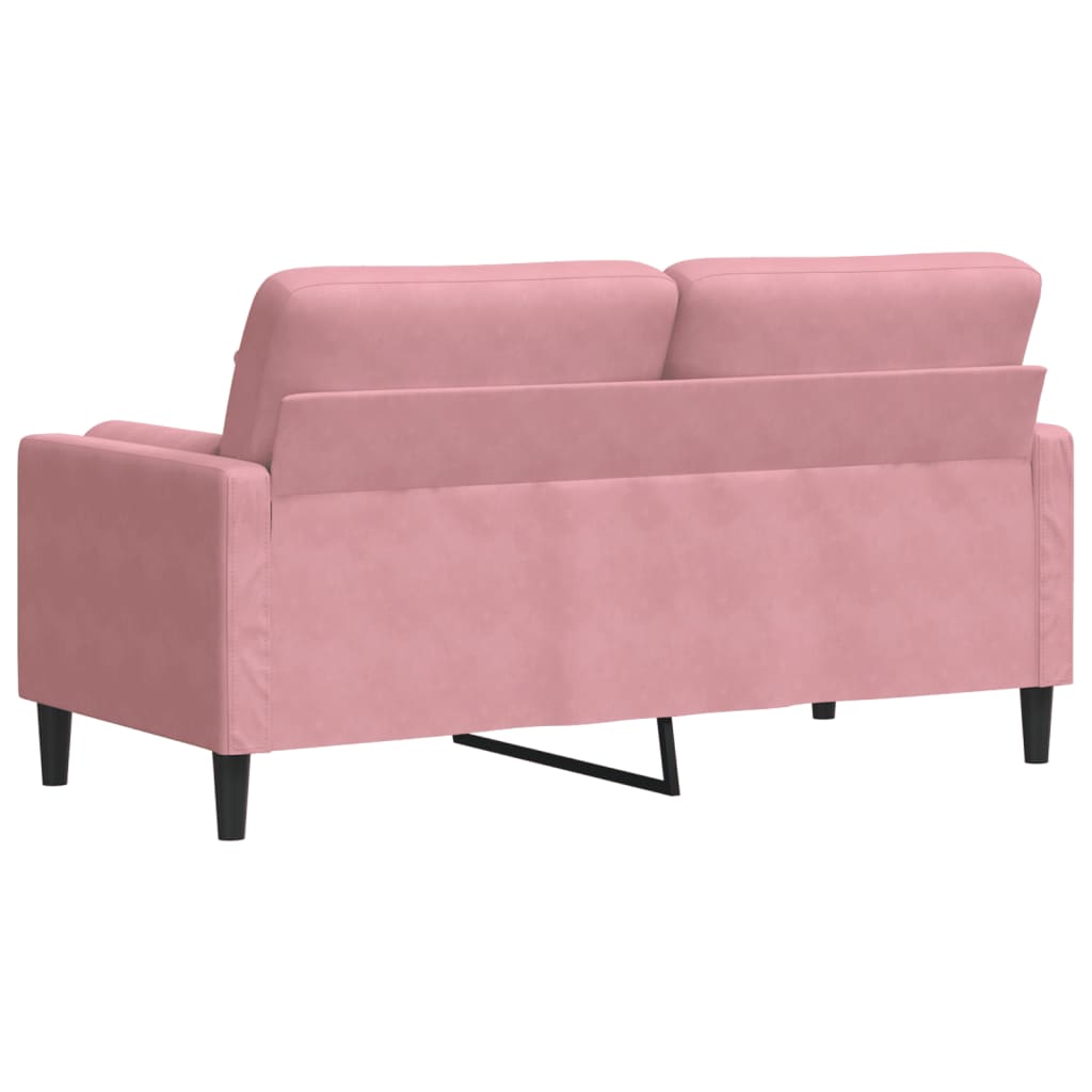 Tweezitsbank met sierkussens 140 cm fluweel roze