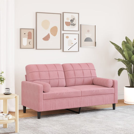 Tweezitsbank met sierkussens 140 cm fluweel roze