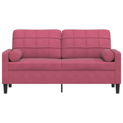 Tweezitsbank met sierkussens 140 cm fluweel wijnrood