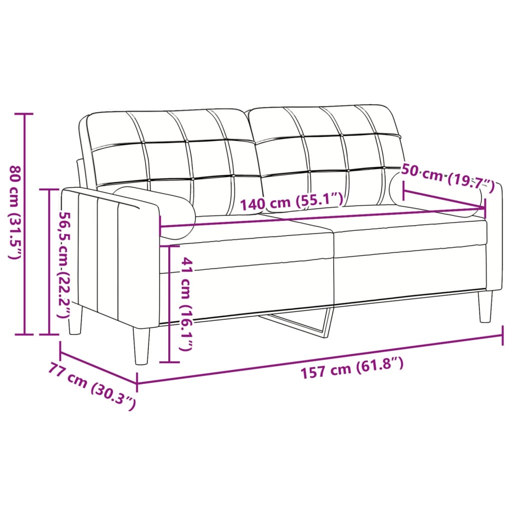 Tweezitsbank met sierkussens 140 cm fluweel wijnrood