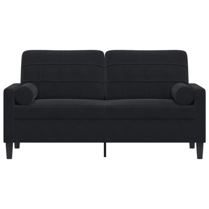 Tweezitsbank met sierkussens 140 cm fluweel zwart