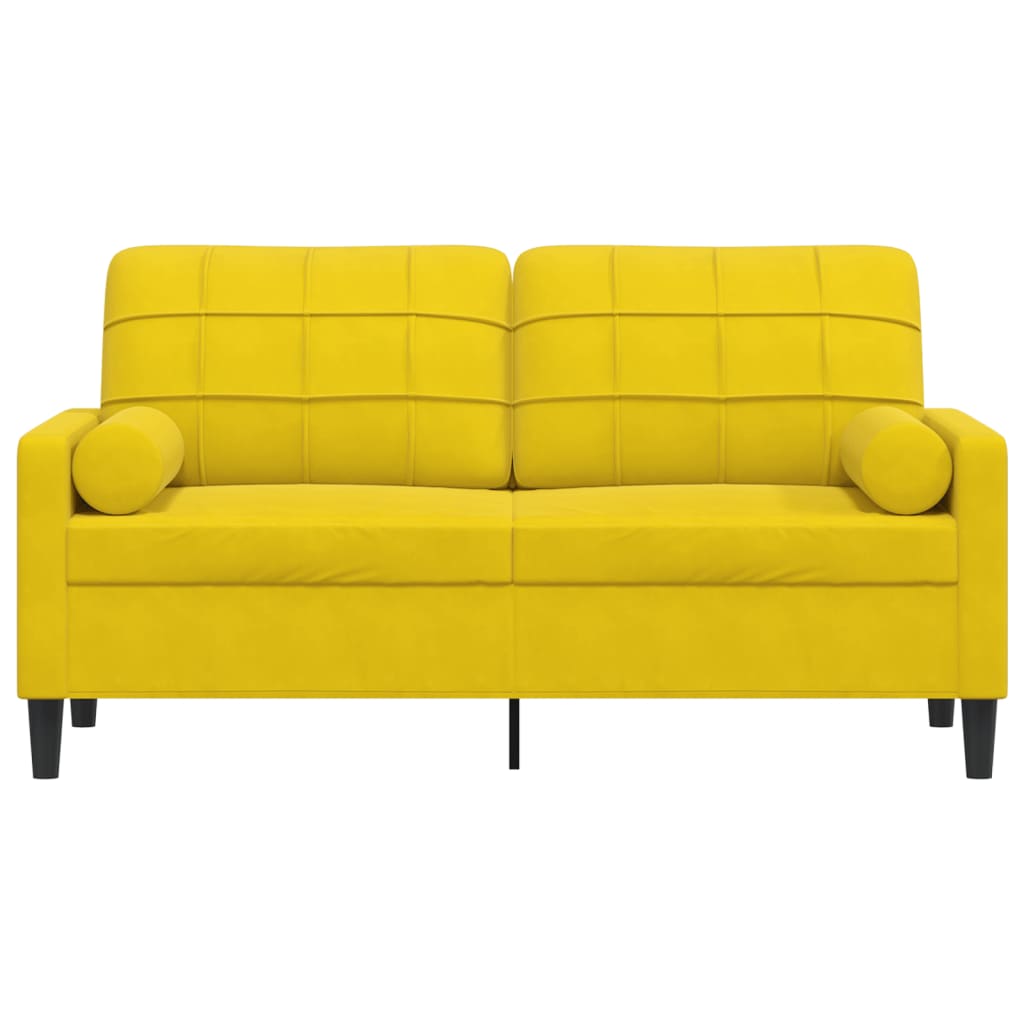 Tweezitsbank met sierkussens 140 cm fluweel geel