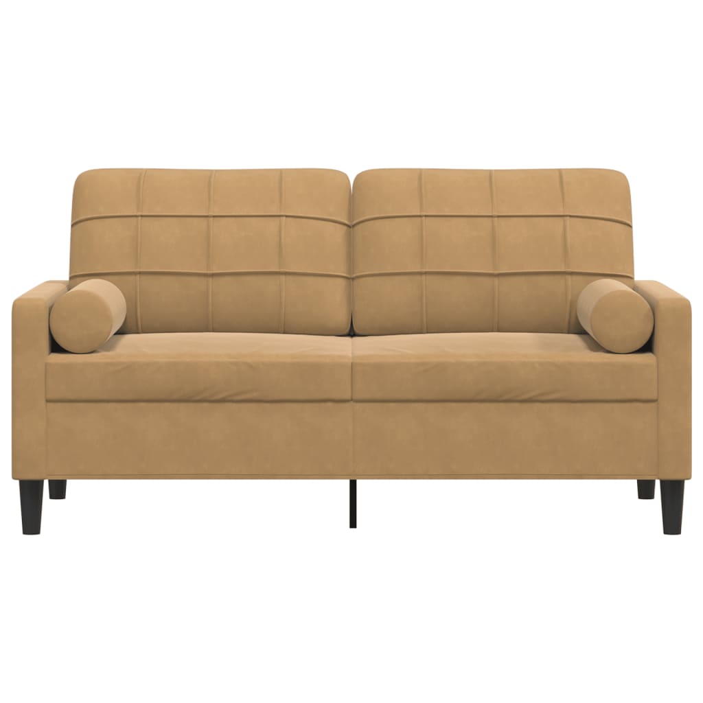 Tweezitsbank met sierkussens 140 cm fluweel bruin