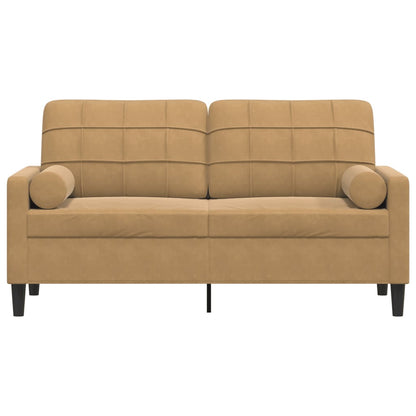 Tweezitsbank met sierkussens 140 cm fluweel bruin
