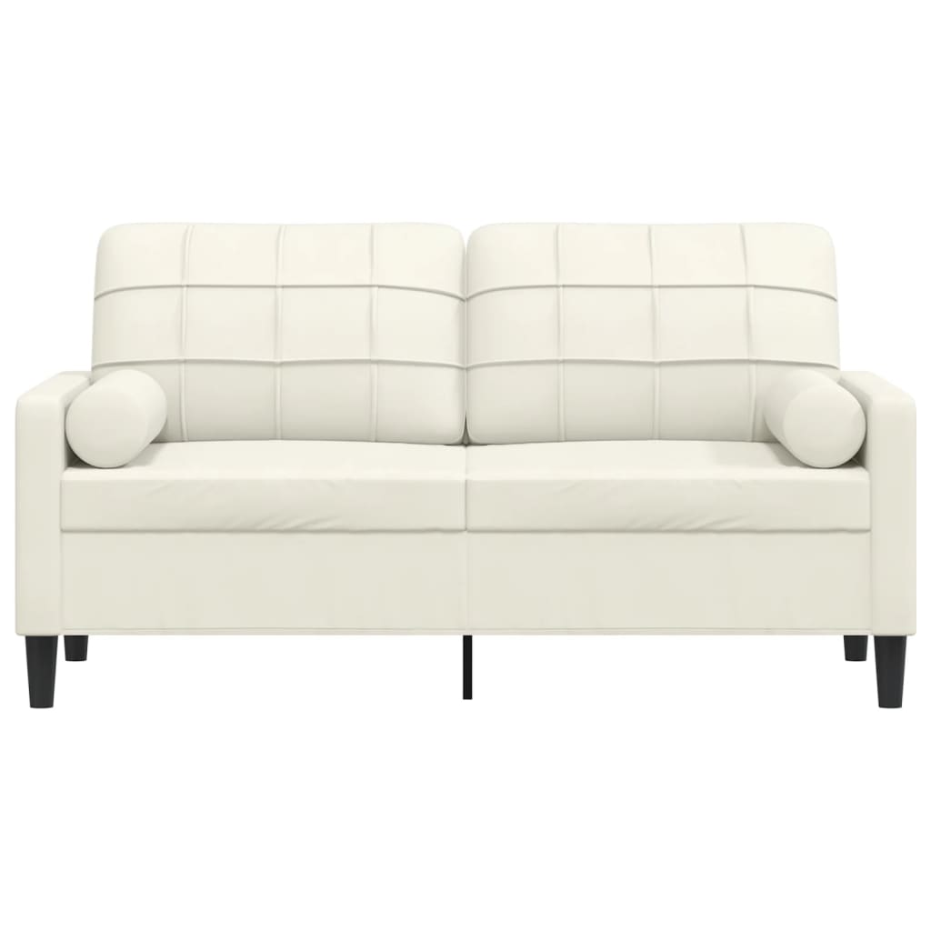Tweezitsbank met sierkussens 140 cm fluweel crèmekleurig