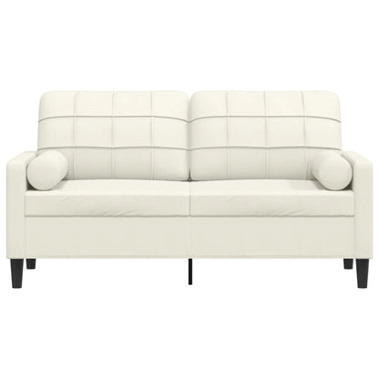 Tweezitsbank met sierkussens 140 cm fluweel crèmekleurig