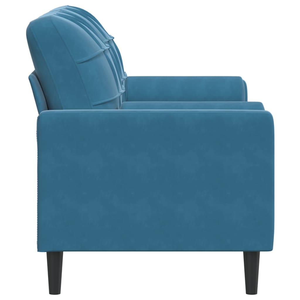 Tweezitsbank met sierkussens 140 cm fluweel blauw