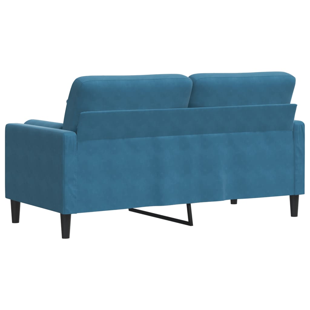 Tweezitsbank met sierkussens 140 cm fluweel blauw