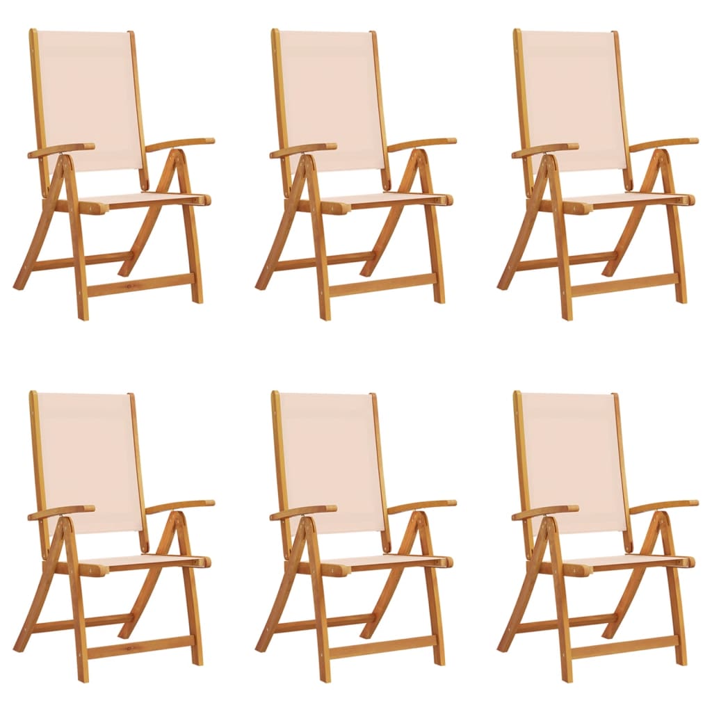 Tuinstoelen inklapbaar 6 st massief acaciahout en textileen