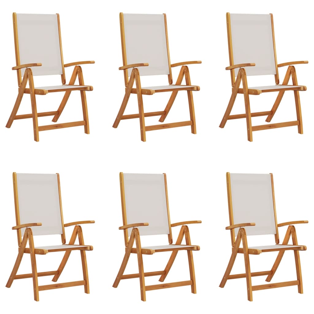 Tuinstoelen inklapbaar 6 st massief acaciahout en textileen
