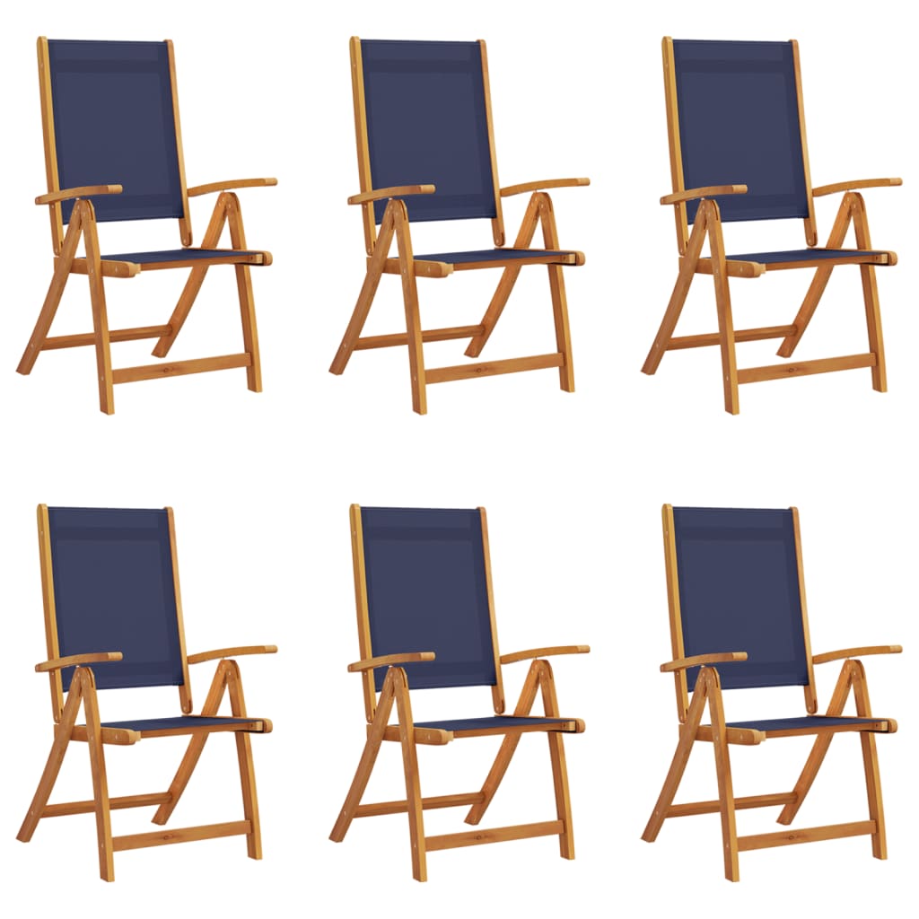 Tuinstoelen inklapbaar 6 st massief acaciahout en textileen