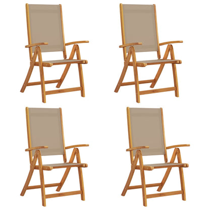 Tuinstoelen inklapbaar 4 st massief acaciahout en textileen