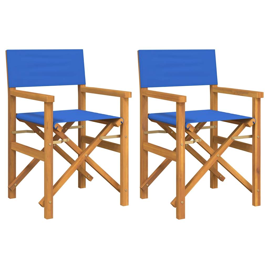 Regisseursstoelen inklapbaar 2 st massief teakhout blauw