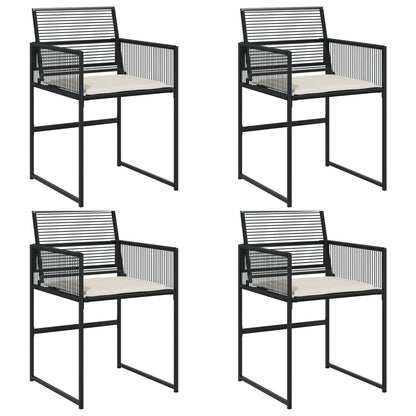 Tuinstoelen 4 st met kussens poly rattan zwart