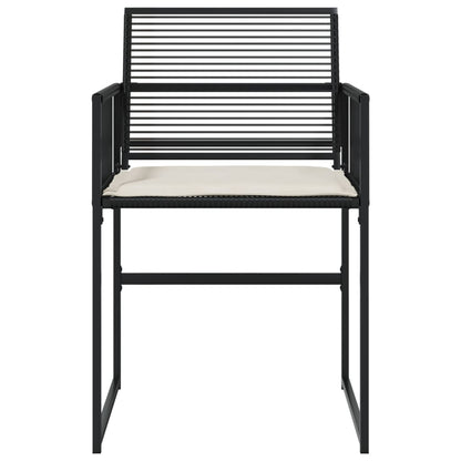 Tuinstoelen 4 st met kussens poly rattan zwart