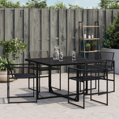 Tuinstoelen 4 st poly rattan zwart