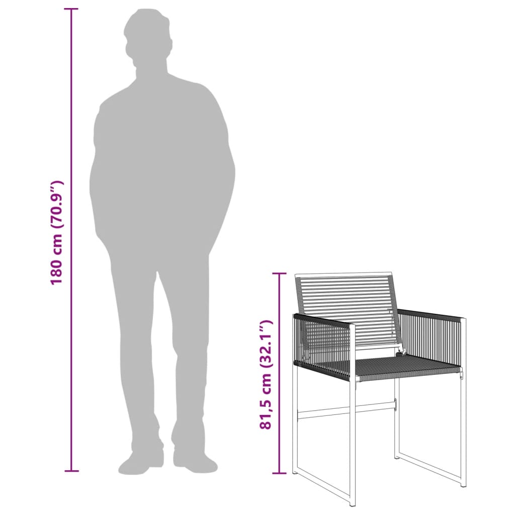 Tuinstoelen 4 st poly rattan zwart