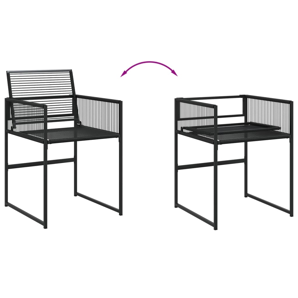 Tuinstoelen 4 st poly rattan zwart