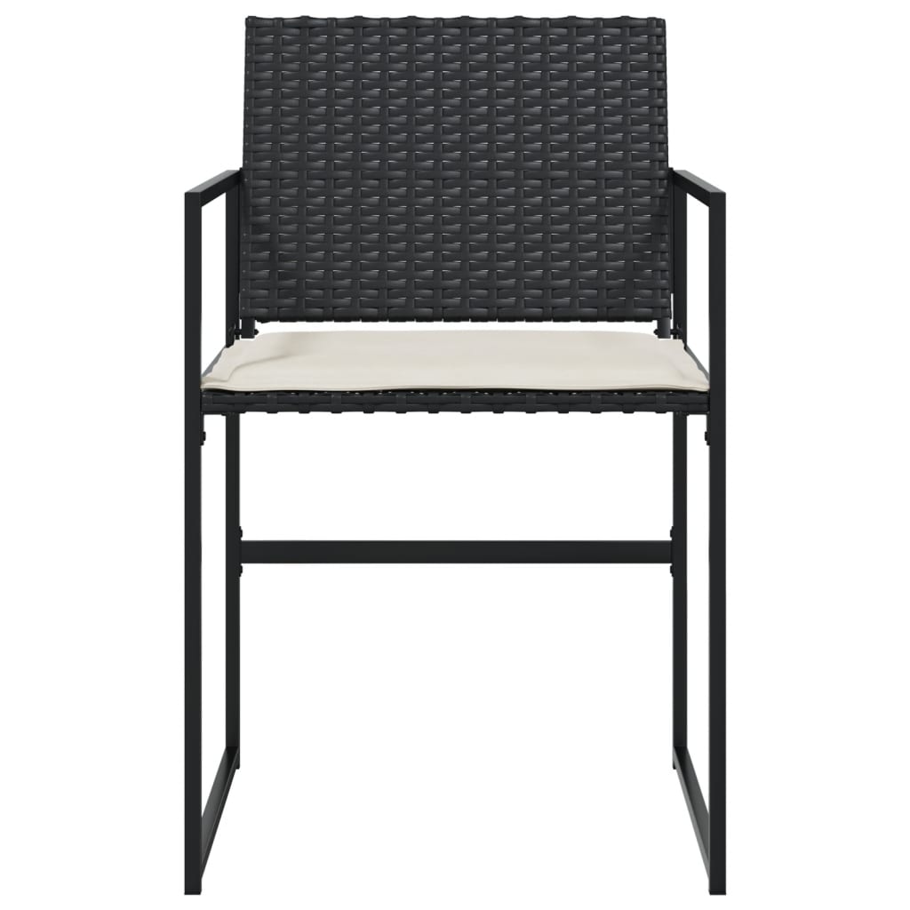 Tuinstoelen 4 st met kussens poly rattan zwart