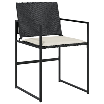 Tuinstoelen 4 st met kussens poly rattan zwart