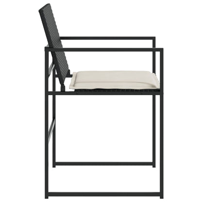 Tuinstoelen 4 st met kussens poly rattan zwart